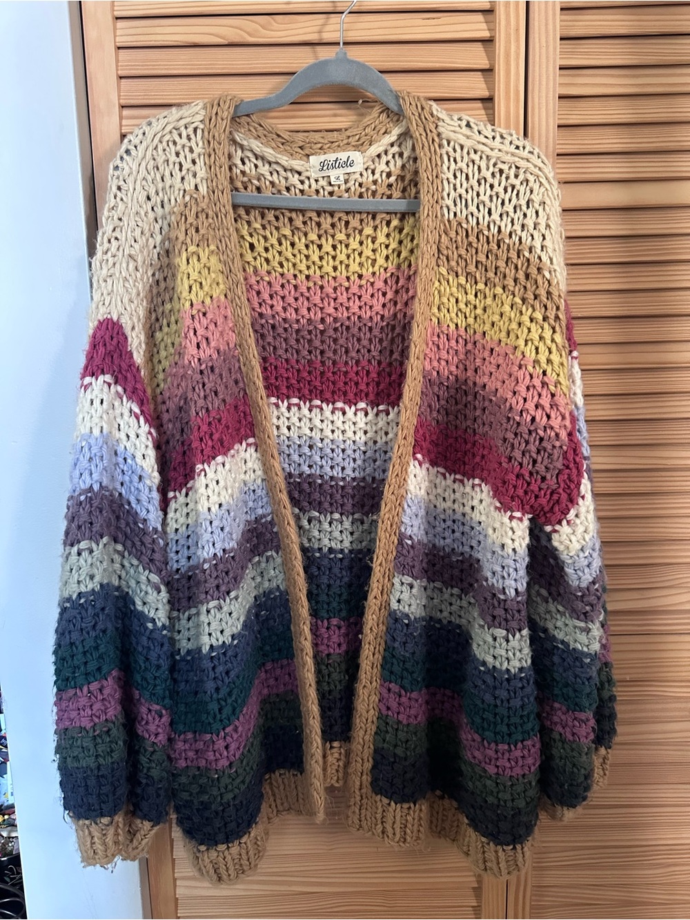 Chunky Striped Colorful Cardigan - With Pockets Size L-XXL